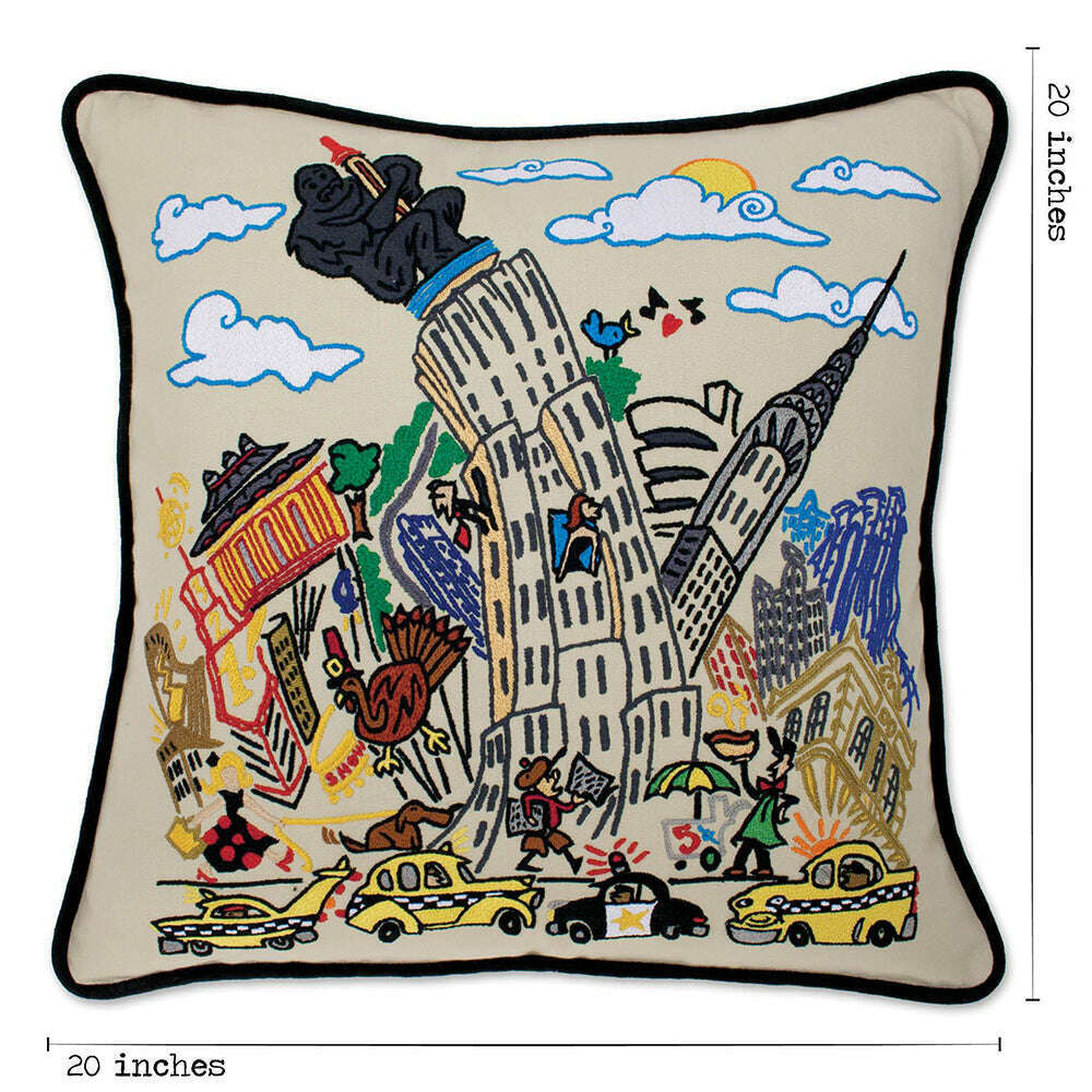 Empire State Hand-Embroidered Pillow