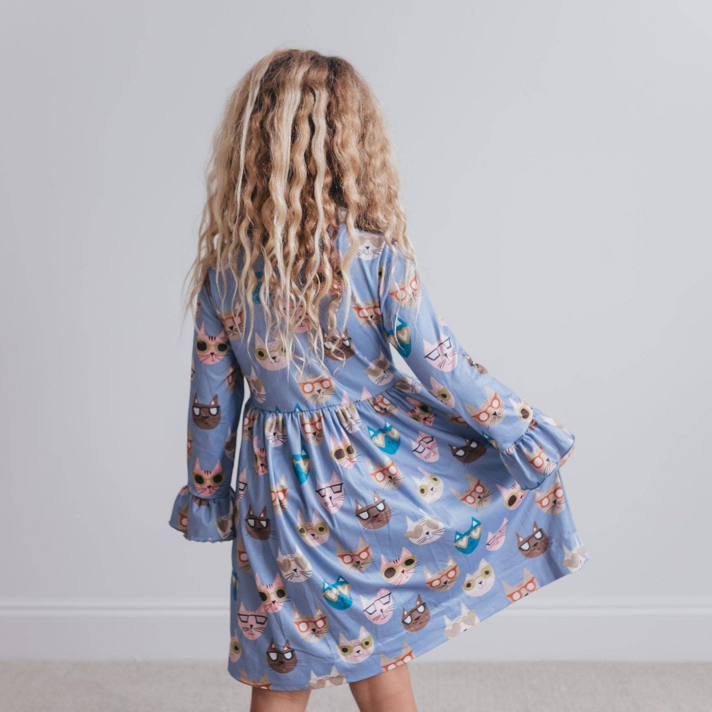 Claire Periwinkle Cool Cat Twirl Dress