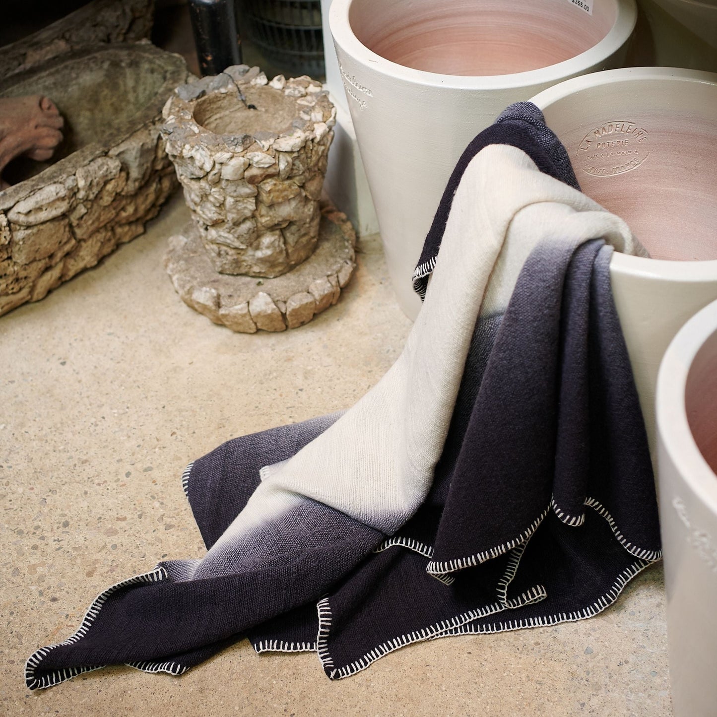 Handwoven Black and White Ink Soft Merino Throw Blanket