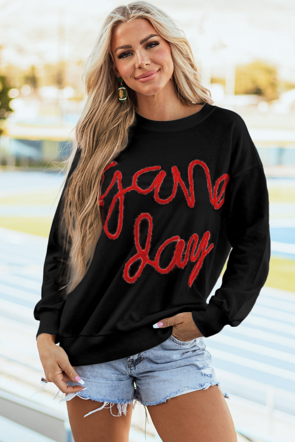 GAME DAY Tinsel Drop Shoulder Sweatshirt