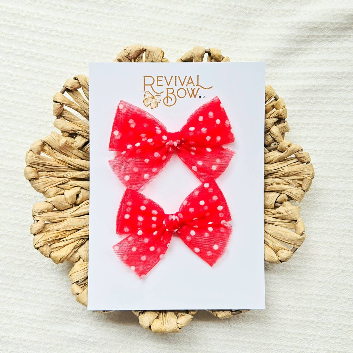 Tulle Pigtail Bow Set • Red Dots