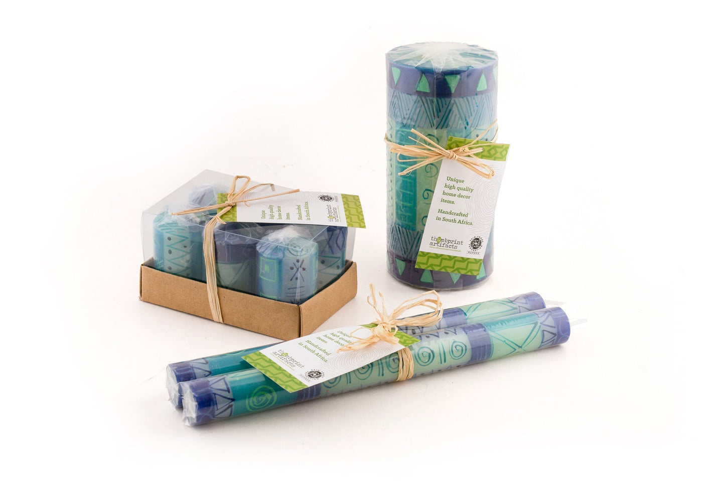 Blue & Green Painted Candles