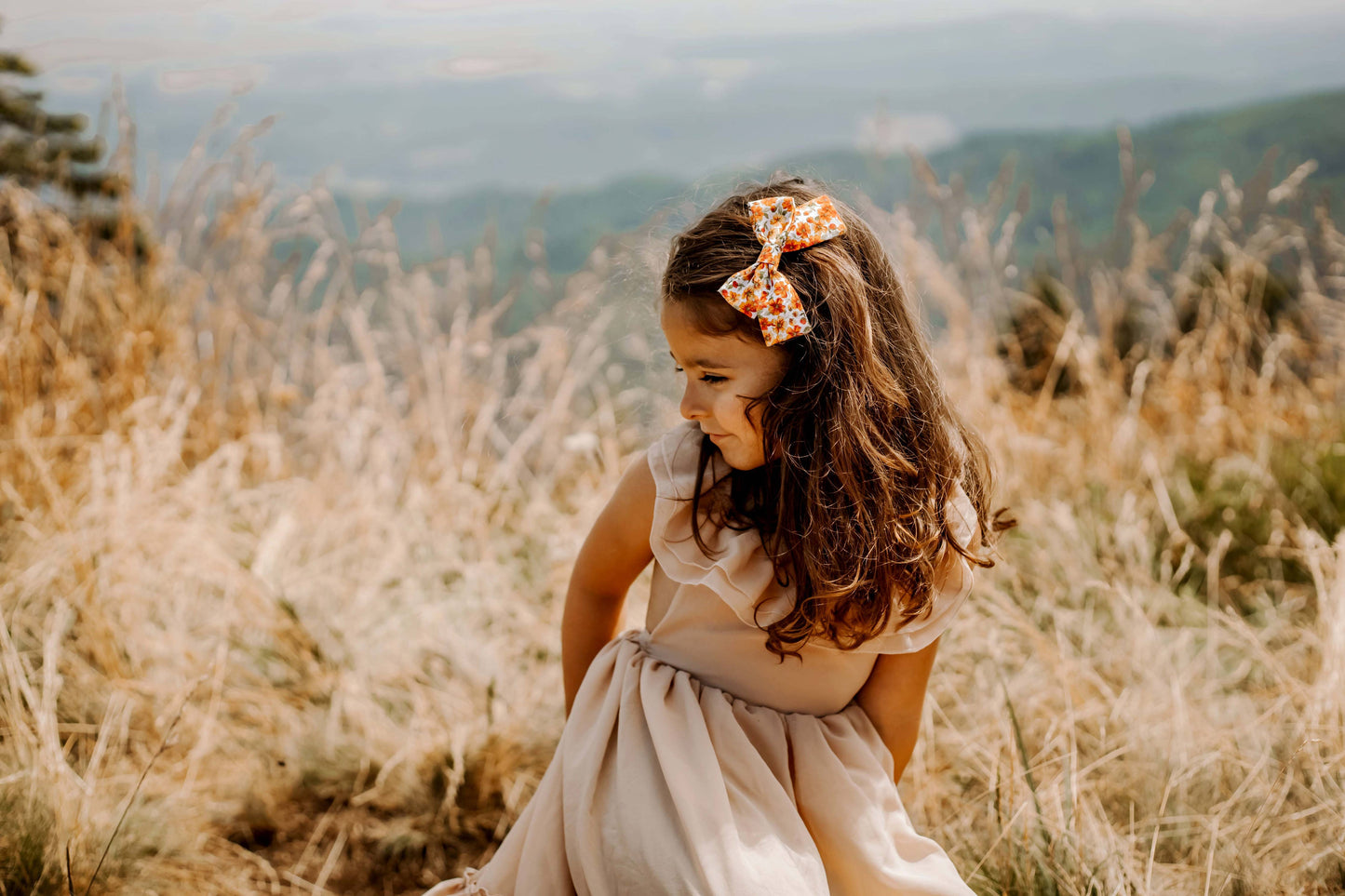 Gold Stars Pinwheel Hair Bow