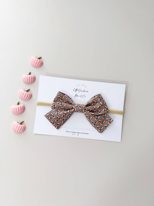 Gray Pumpkins Halloween Pinwheel Hair Bow