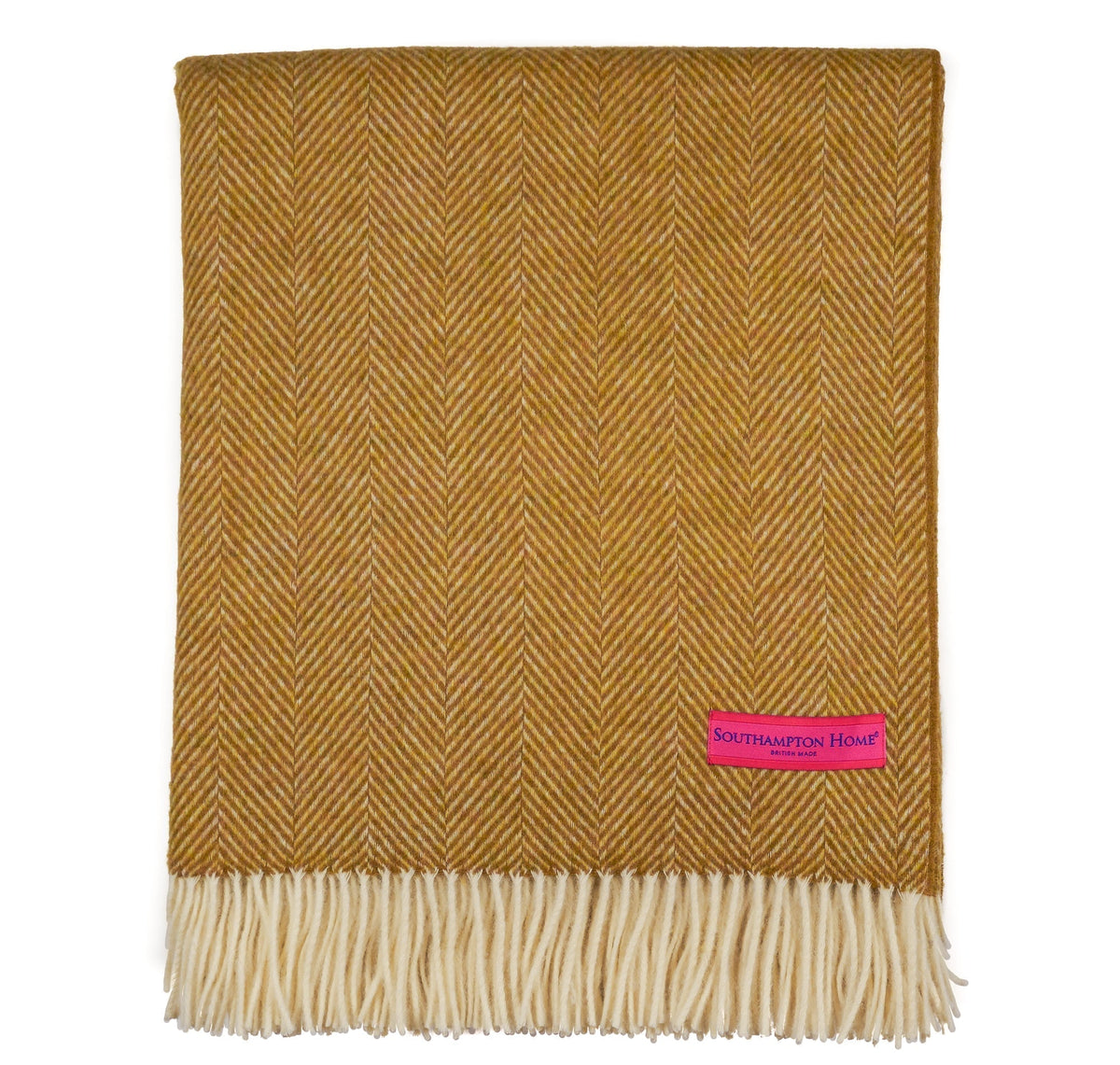 Southampton Home Merino Wool Herringbone Throw - Gold