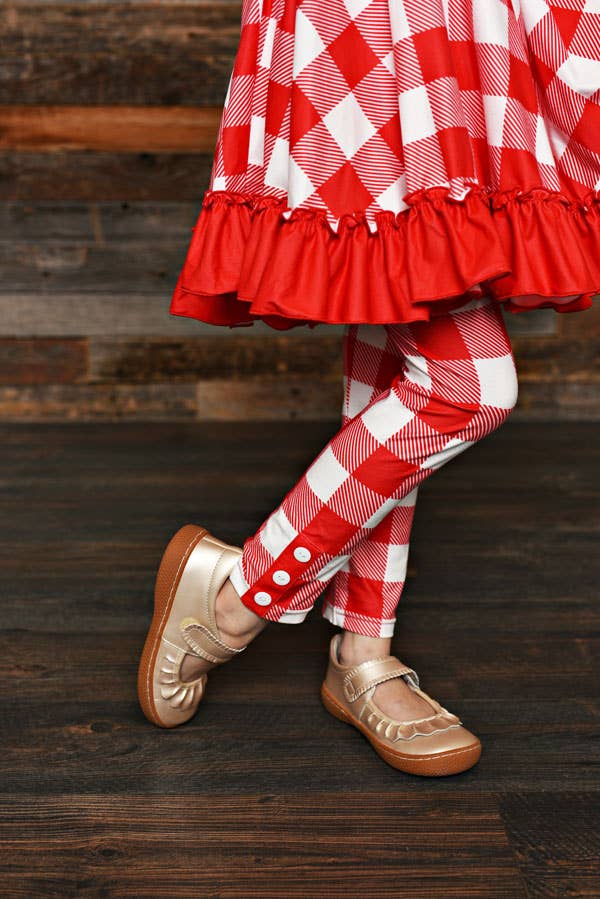 Red Plaid 2piece Dress&Legging Set