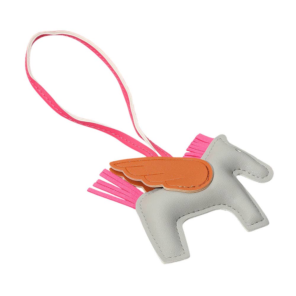Faux Leather Winged Horse Bag Charm