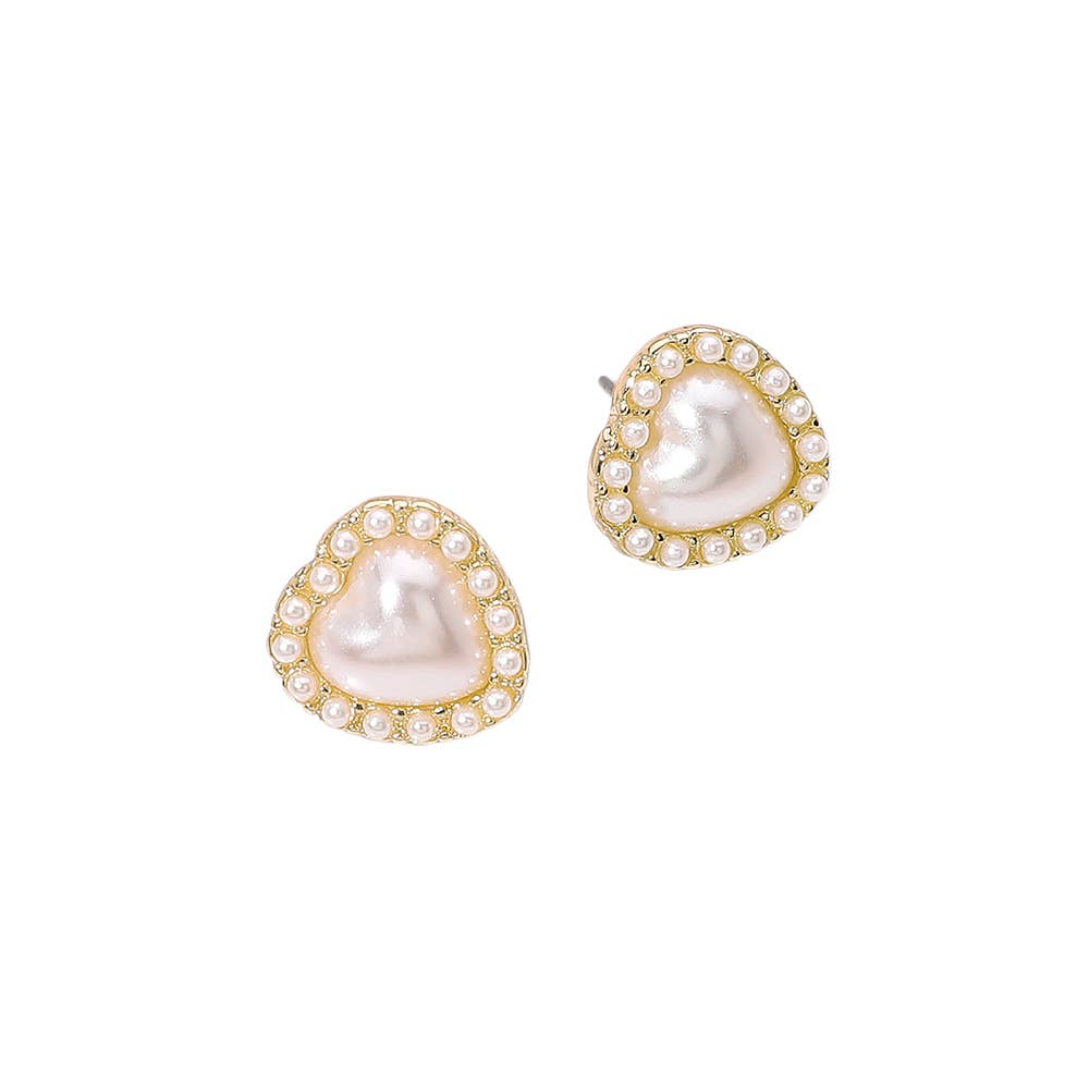 Pearl Heart Stud Earrings