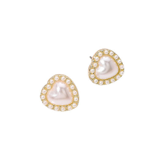 Pearl Heart Stud Earrings