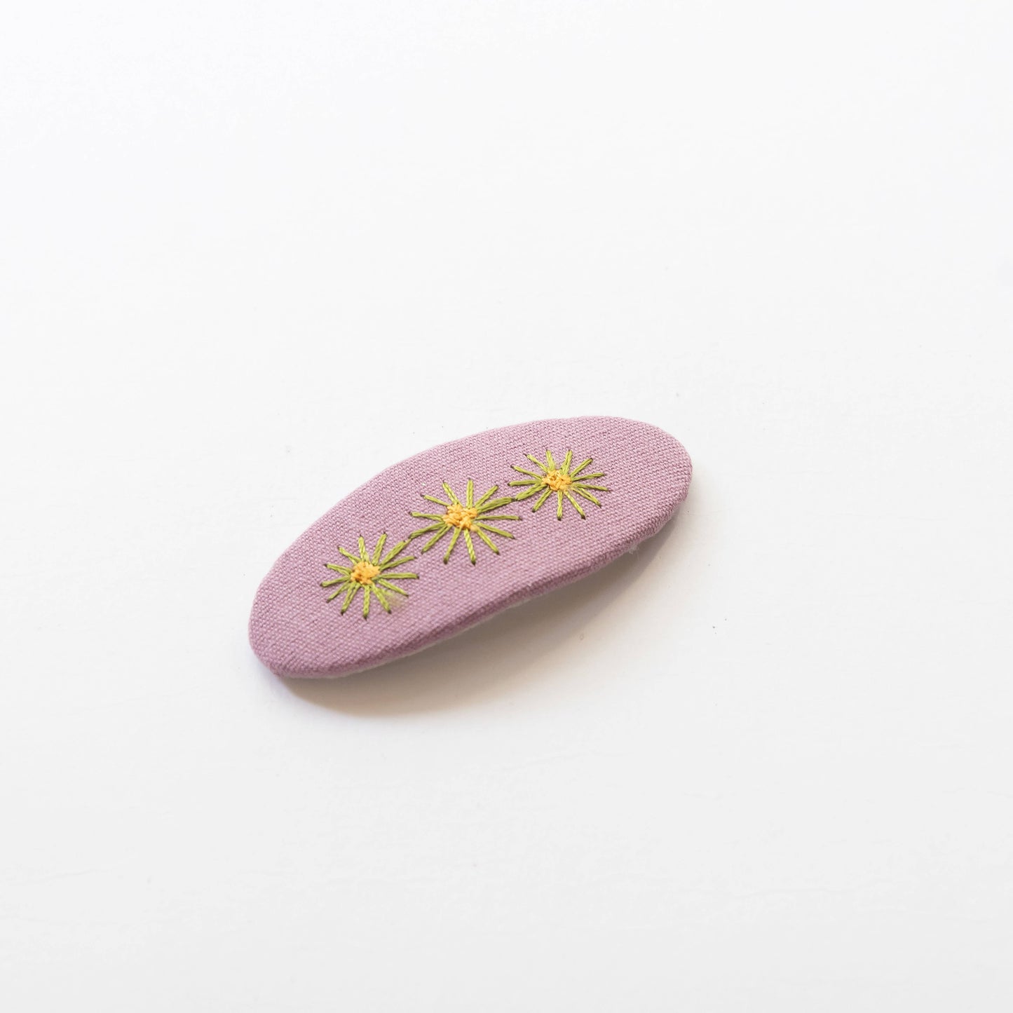 Oval Embroidered Floral Snap Hair Clips | Dusty Purple