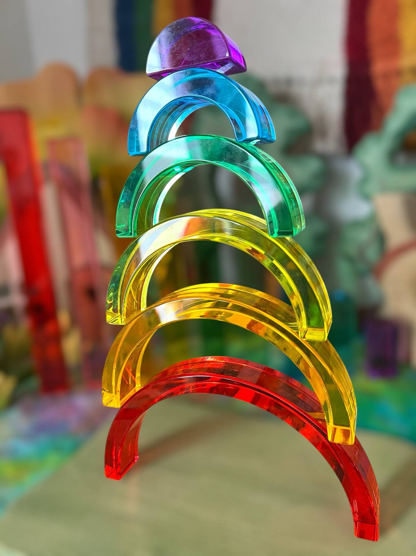6-Piece Small Crystal Clear Rainbow Lucite Blocks – High Transparency Acrylic