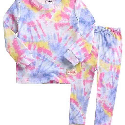 Tie Dye Blue Pink Yellow Long Sleeve PJs