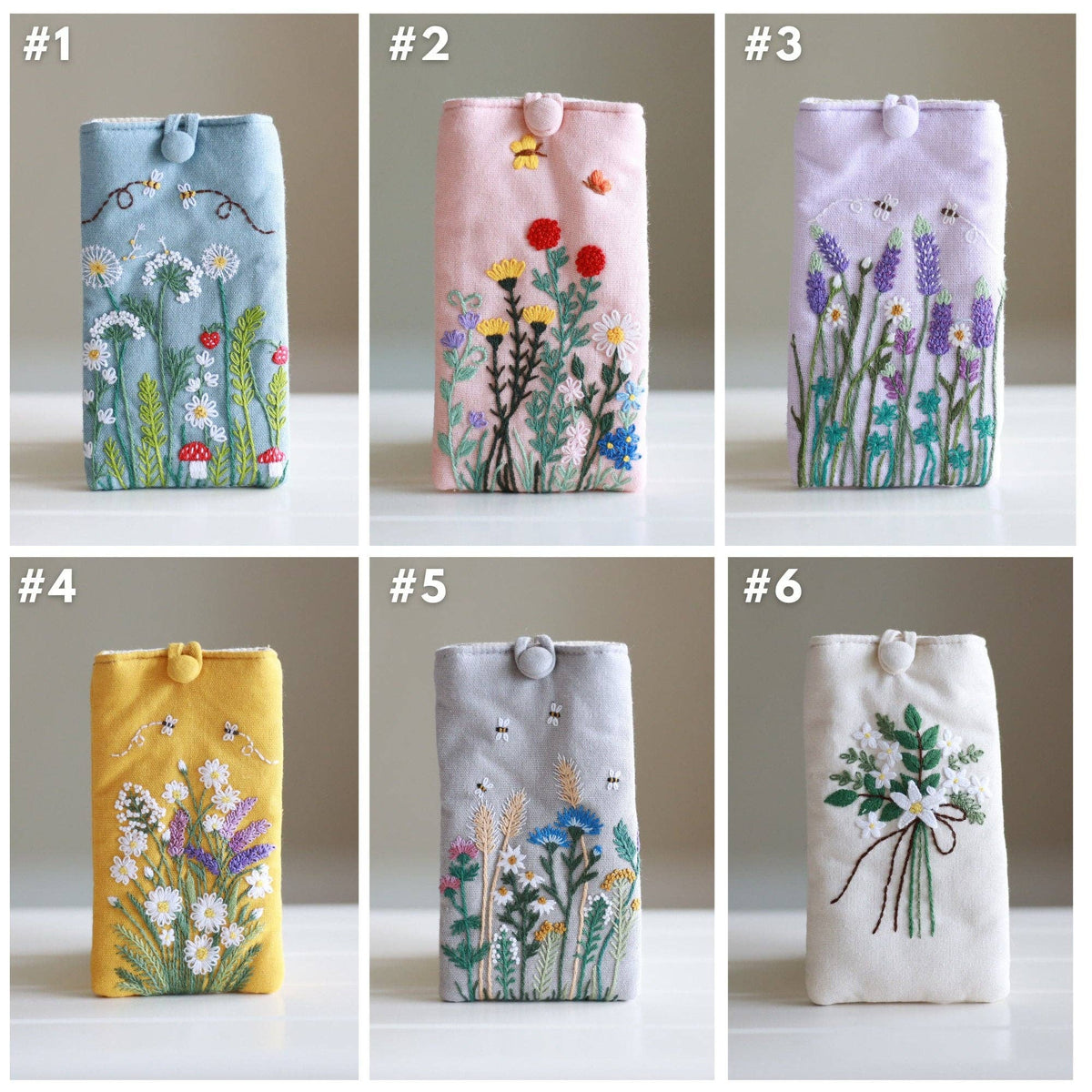 Hand Embroidered Glasses Case with Flower Embroidery