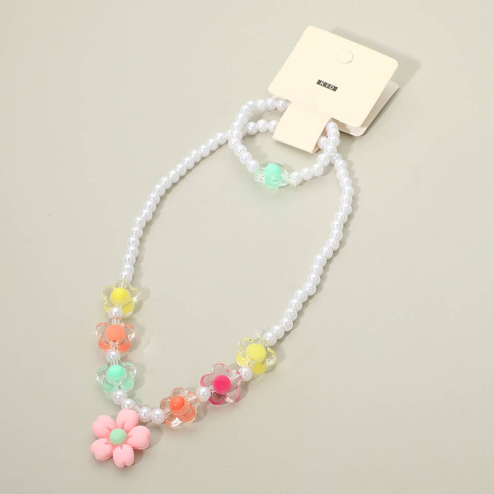 Kids Flower Beaded Jewelry Set