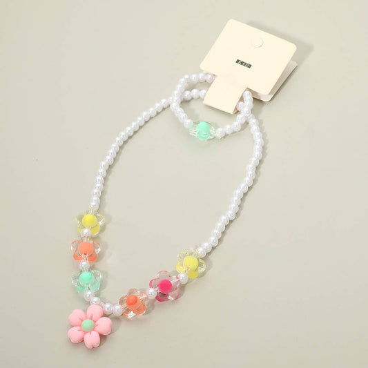 Kids Flower Beaded Jewelry Set