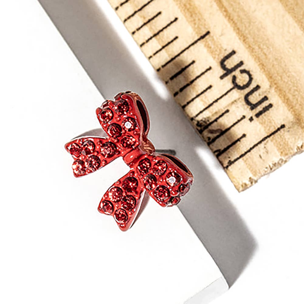 Crystal Rhinestone Bow Stud Earrings