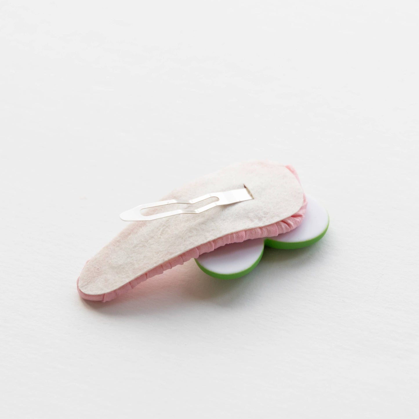 Heart and Checkered Ribbon Hair Clip - Green & Pink