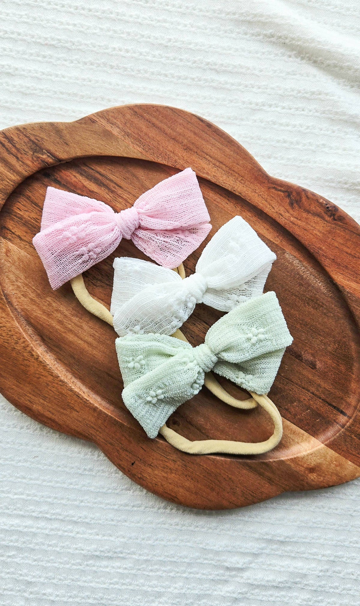 Small White Floral Lace bow