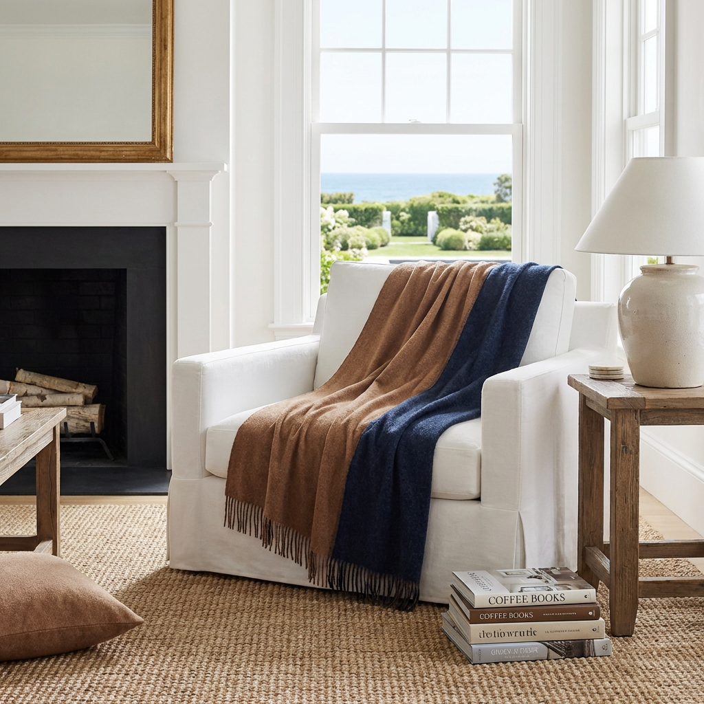 Highland Tweeds Reversible Double Cloth Throw - Charcoal/Camel