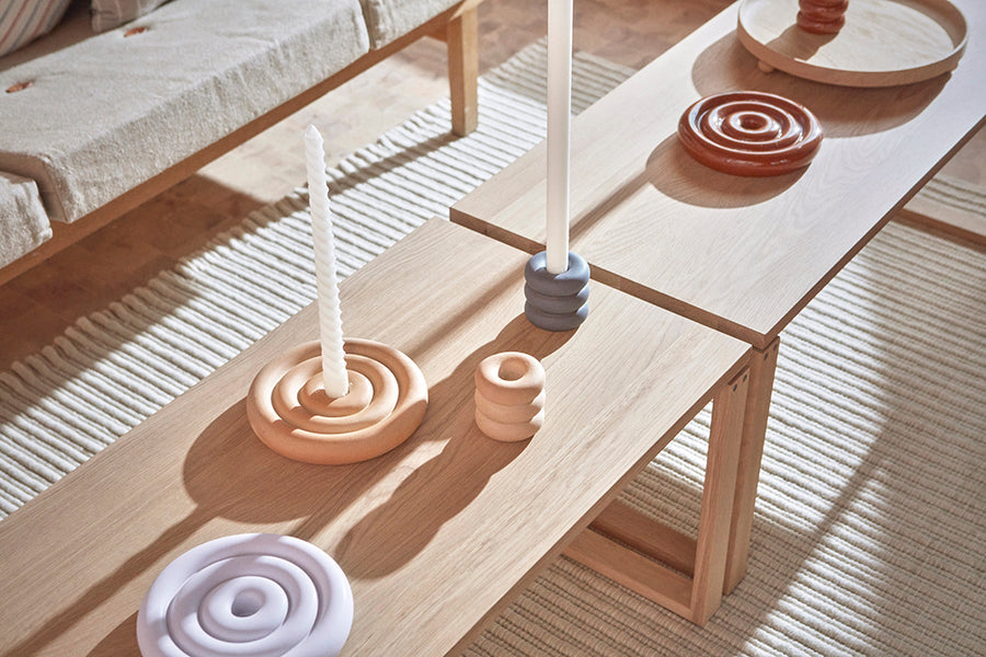 Savi Ceramic Candleholder Beige - High