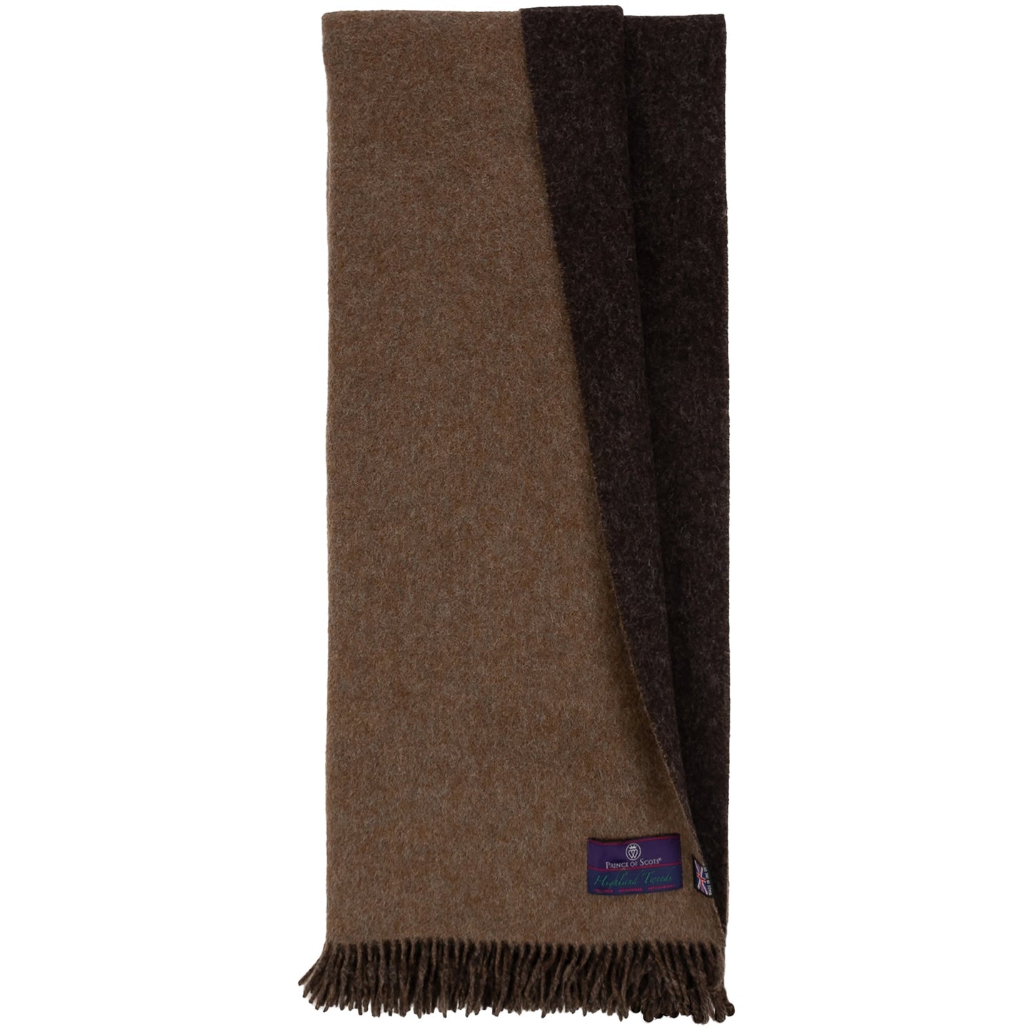 Highland Tweeds Reversible Double Cloth Throw - Mocha/Brown