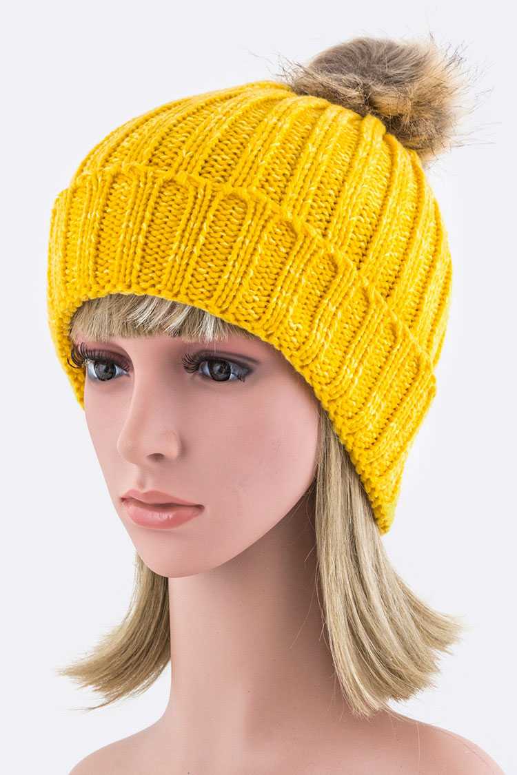 Detachable Fur Pom Fashion Beanie