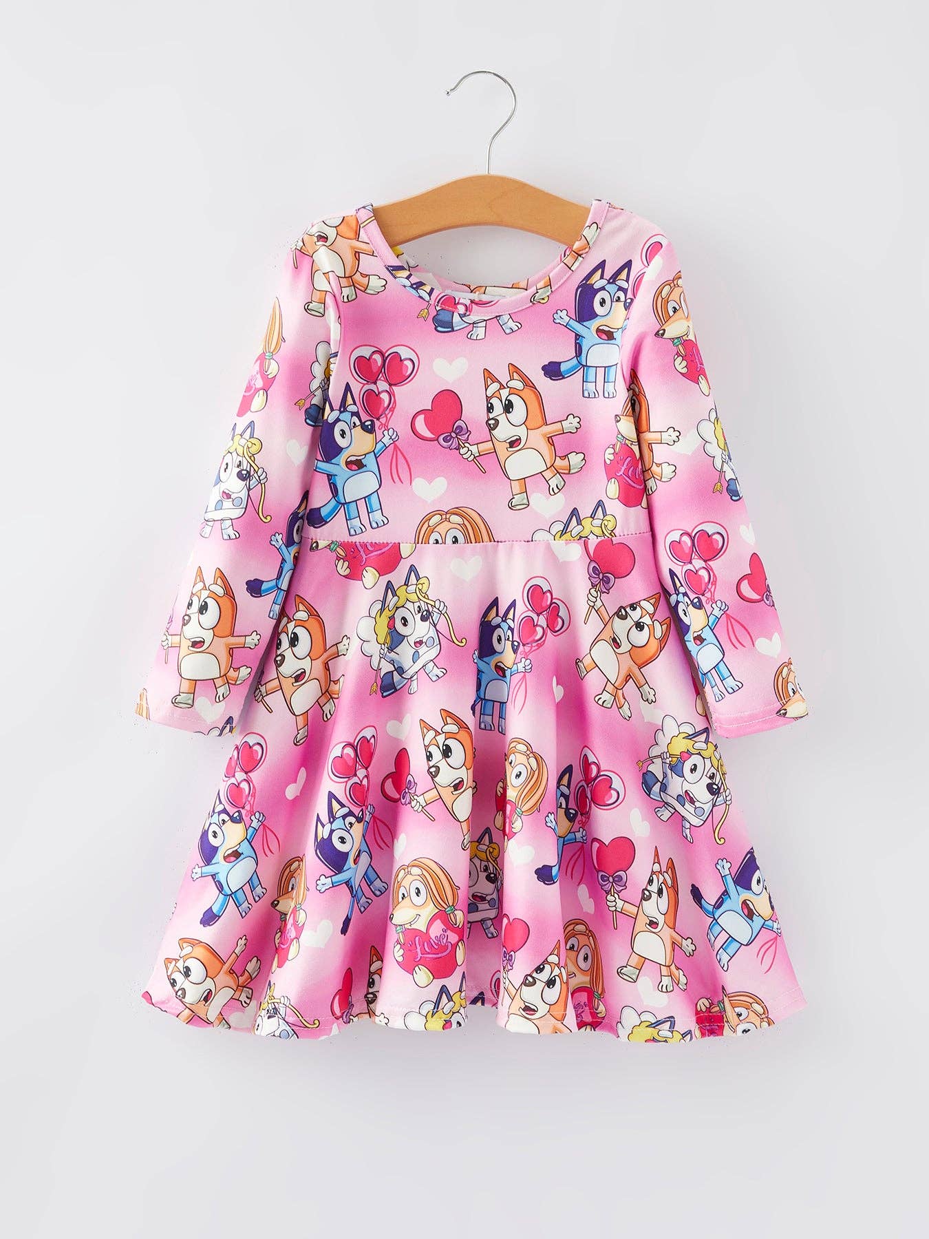 Bluey Pink Girls Long Sleeve Dress