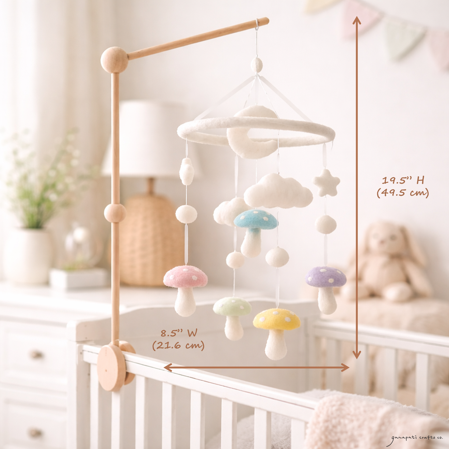 Felt Pastel Mushroom Baby Mobile