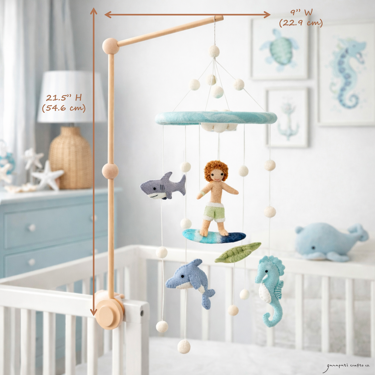 Baby Mobile - Surfer Boy & Ocean Creatures