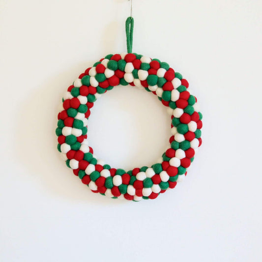 Felt Christmas Wreath - Pompom Balls