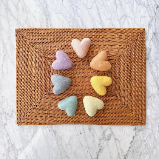 Felt Pastel Heart Ornaments – Set of 7 Wool Decorations