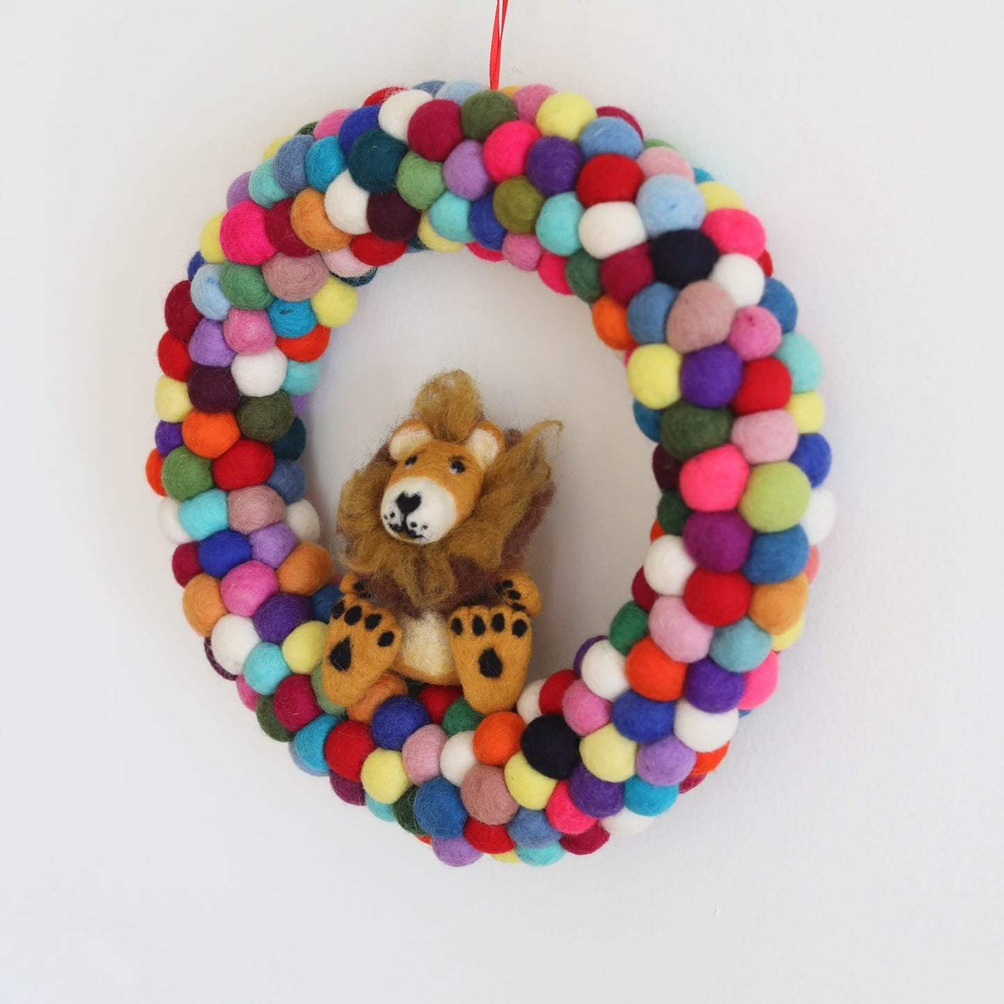 Felt Christmas Wreath - Pompom Balls / Rainbow