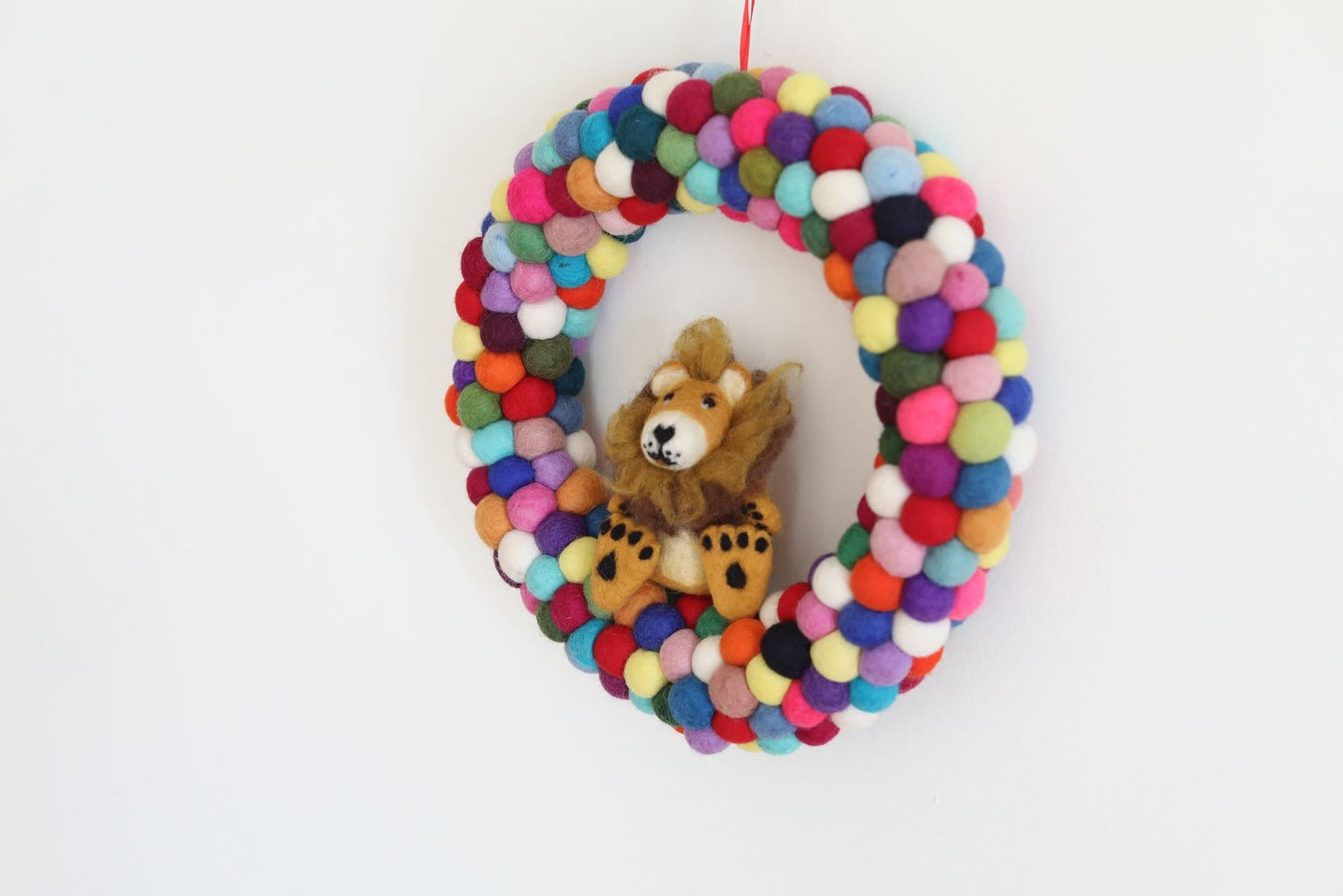 Felt Christmas Wreath - Pompom Balls / Rainbow