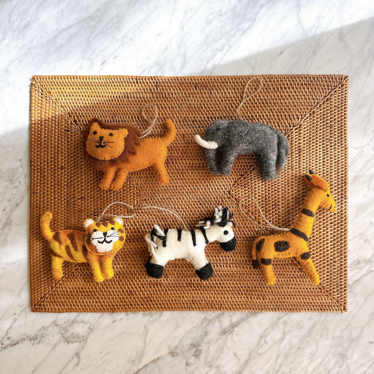 Felt Safari Animal Ornament Set of 5