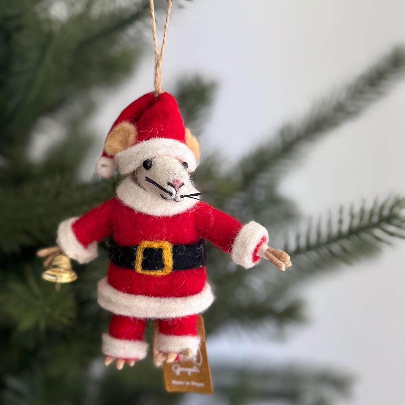Felt Santa Mouse Ornament