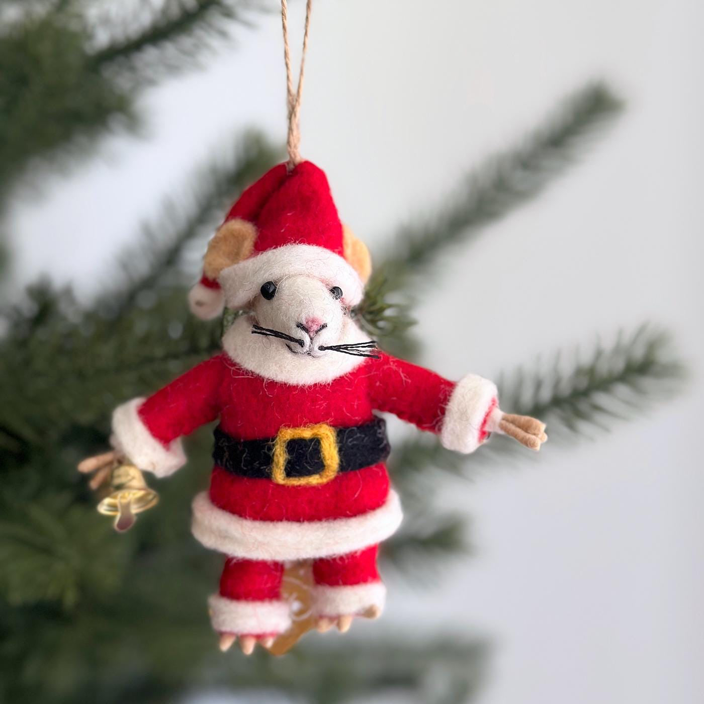 Felt Santa Mouse Ornament