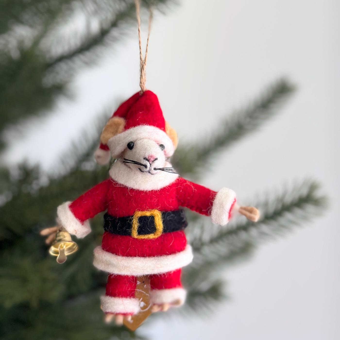 Felt Santa Mouse Ornament