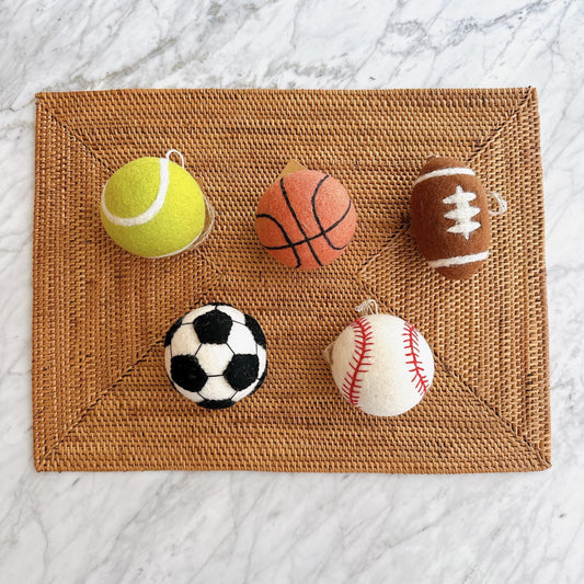 Felt Tennis Ball Ornament – Handmade Wool Sports Christmas Decoration