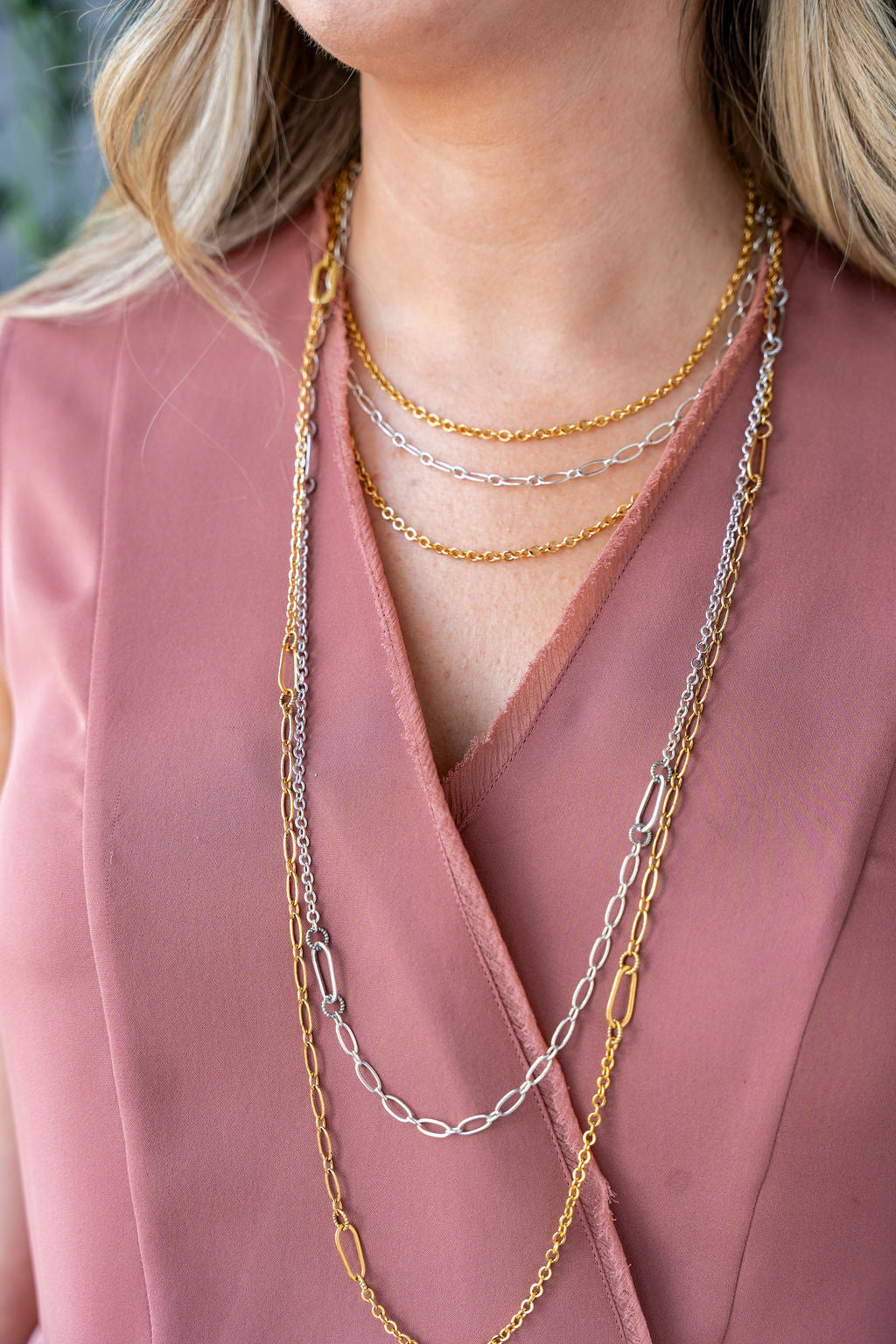 Gold Delicate Long Layering Necklace