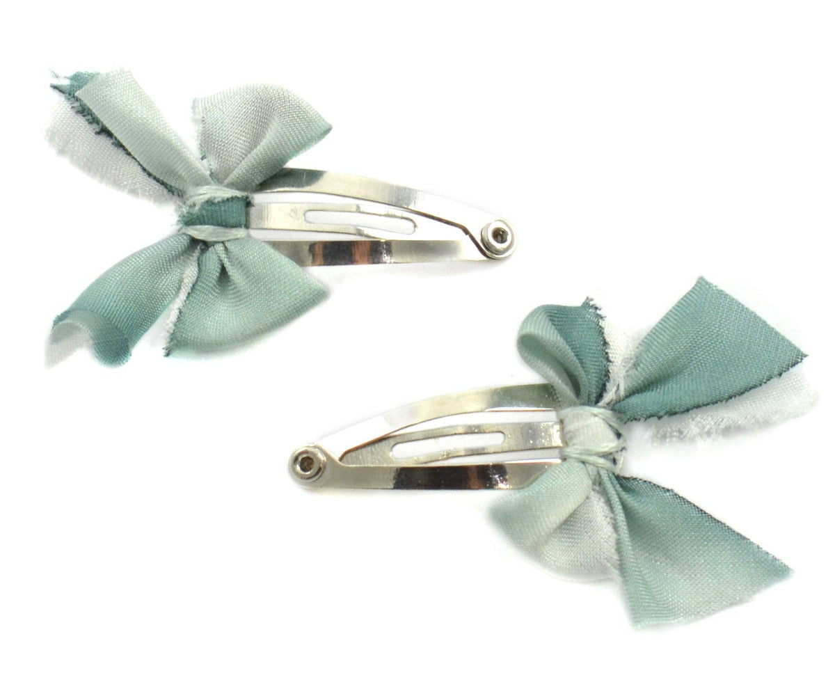 Large Ivory Silk Bow Hair Clips Rose Gold Brass