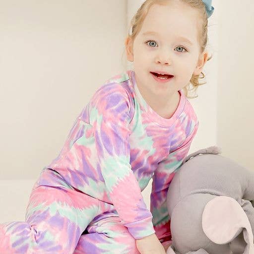 Tie Dye Mint Pink Purple Long Sleeve PJs