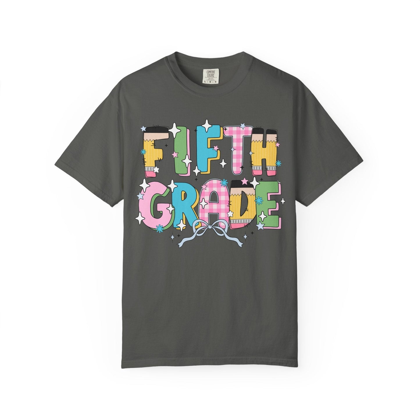 Fifth Grade Teacher Tee Shirt with Pink Gingham