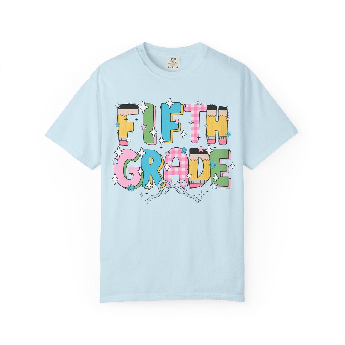 Fifth Grade Teacher Tee Shirt with Pink Gingham