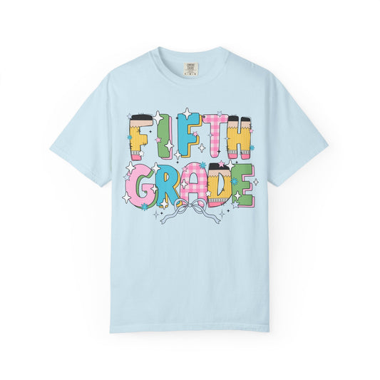 Fifth Grade Teacher Tee Shirt with Pink Gingham