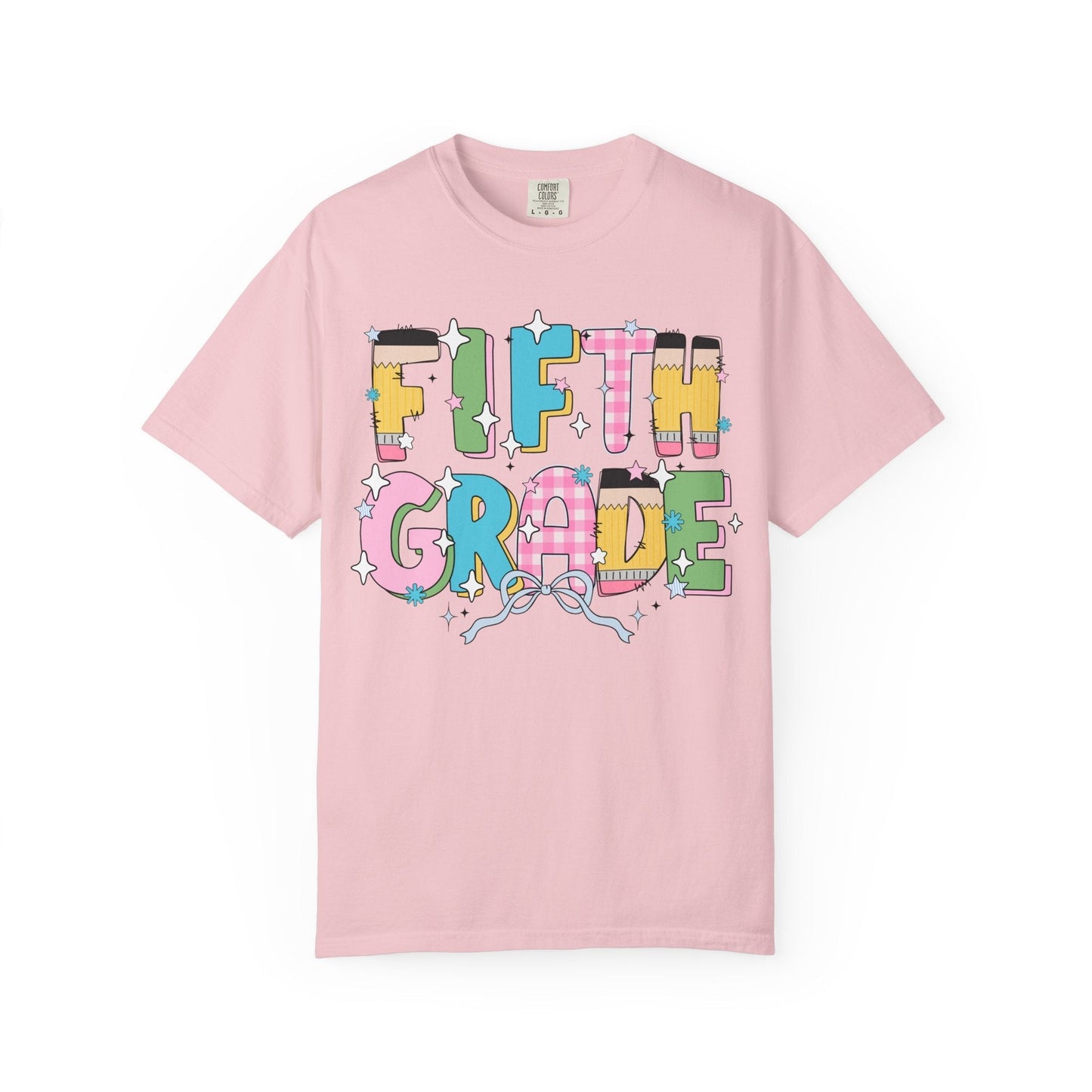Fifth Grade Teacher Tee Shirt with Pink Gingham