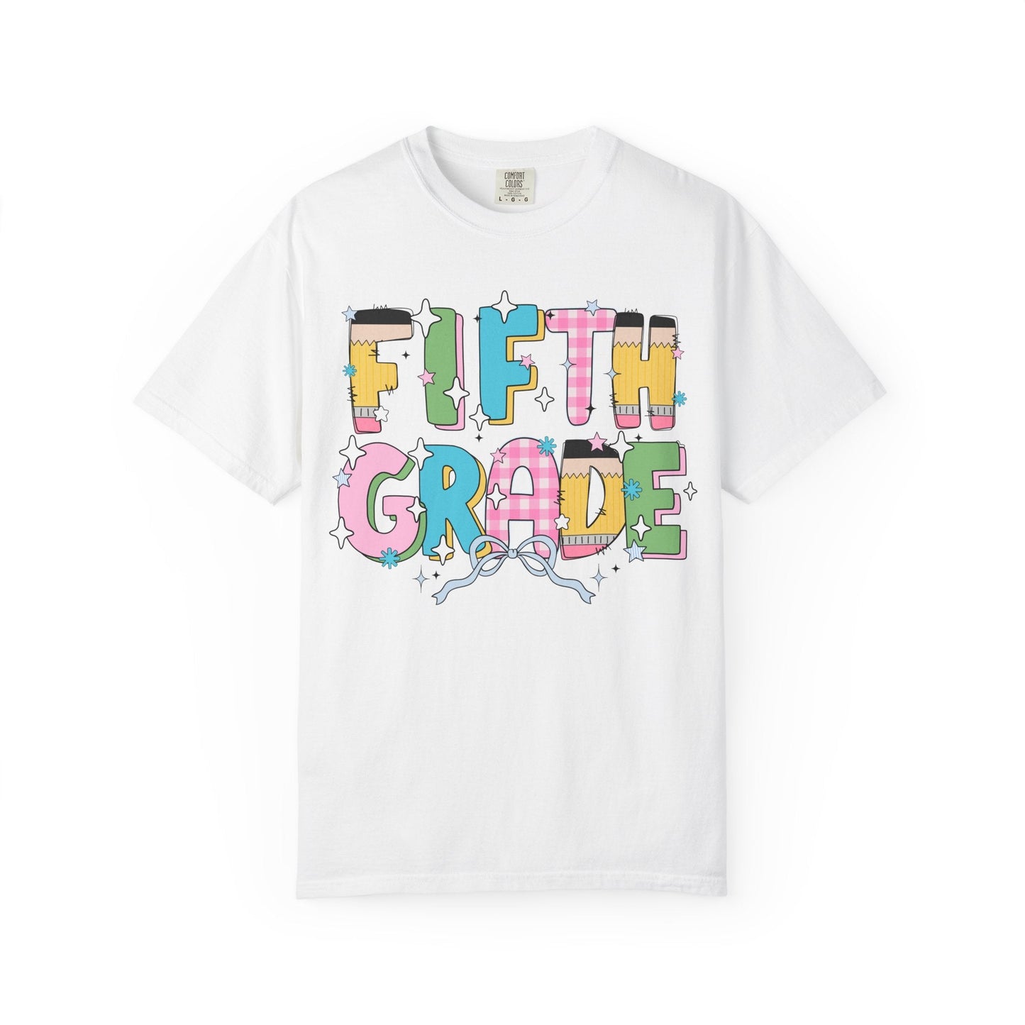 Fifth Grade Teacher Tee Shirt with Pink Gingham