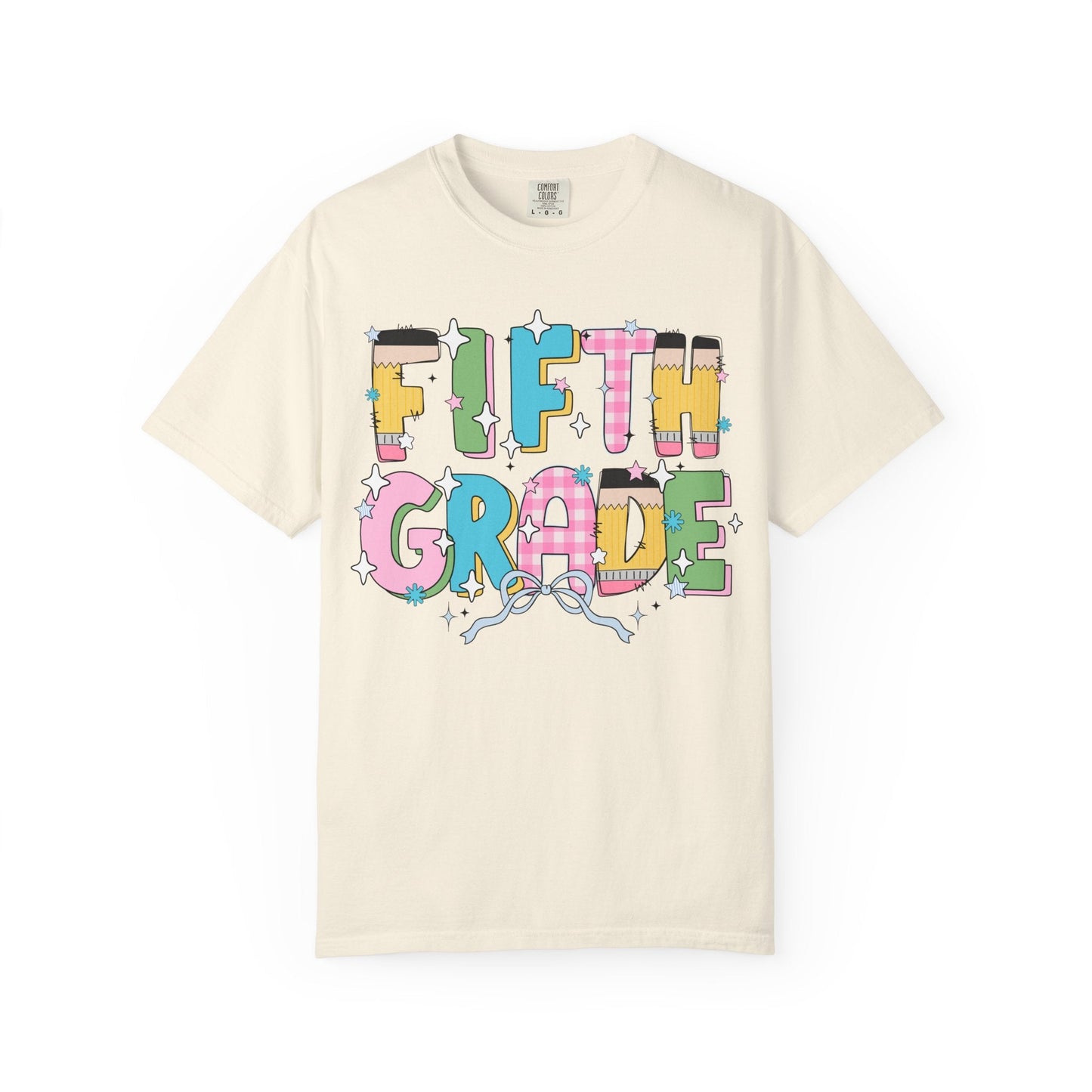 Fifth Grade Teacher Tee Shirt with Pink Gingham