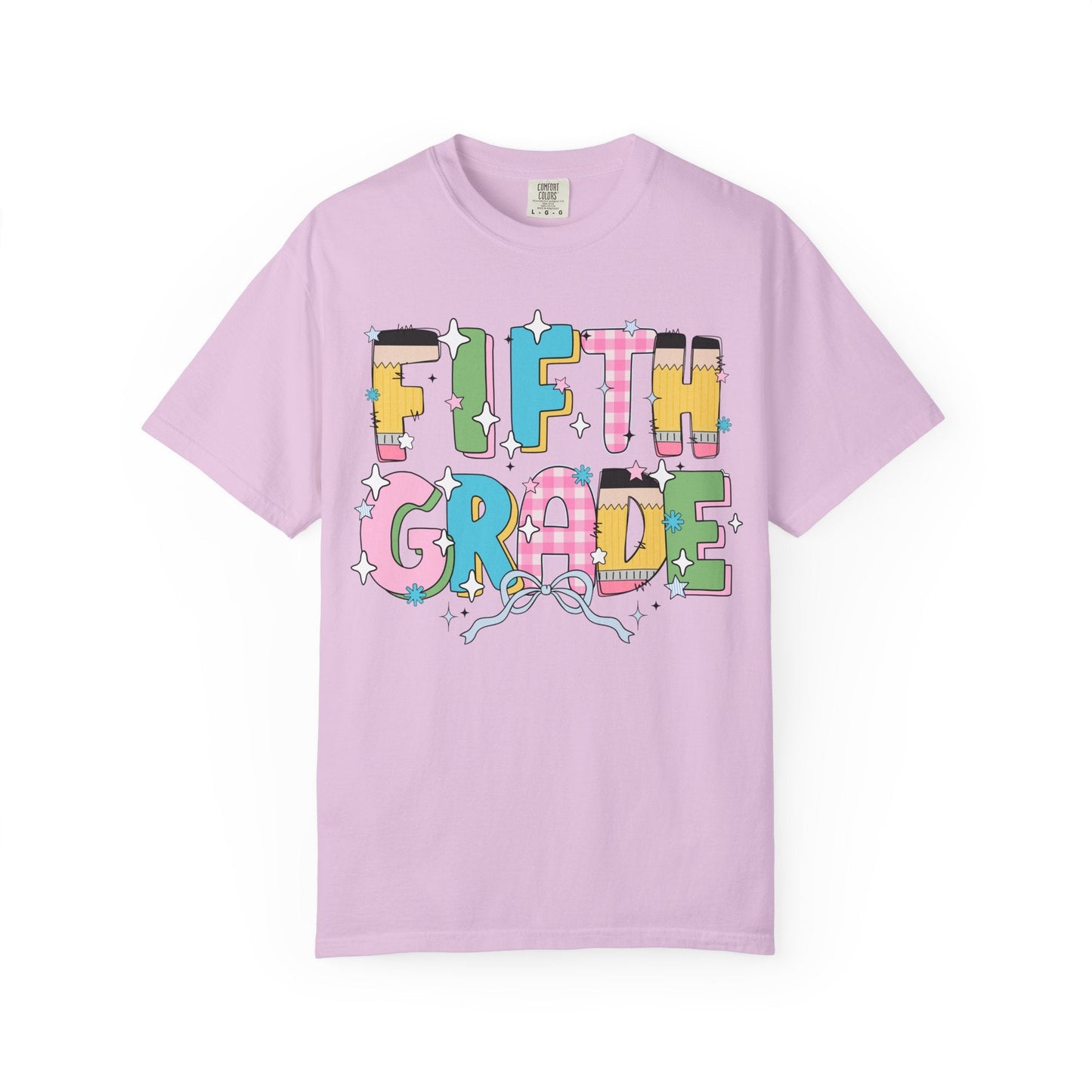 Fifth Grade Teacher Tee Shirt with Pink Gingham