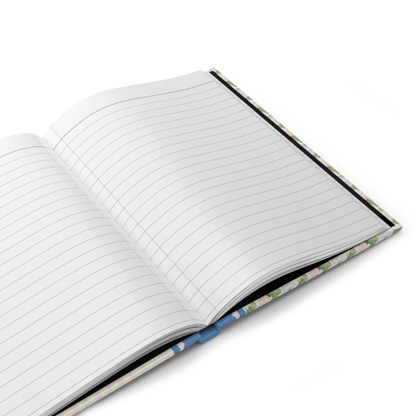 Floral Initial Notebook with Blue Ribbon and Yellow Stripes: M