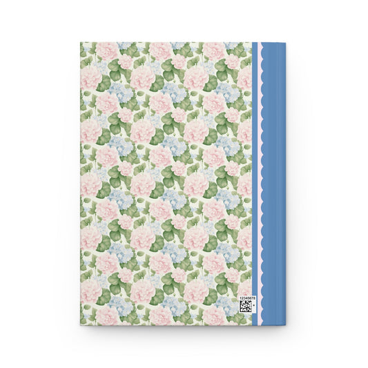 Floral Initial Notebook with Blue Ribbon and Yellow Stripes: M